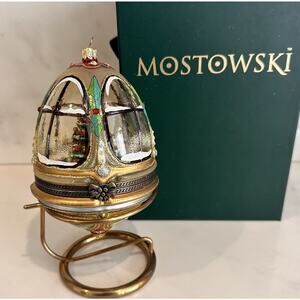 Mostowski Komozja Hand Blown Hinged Egg Musical Christmas Tree Ornament